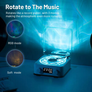 Retro Turntable Speaker Wireless Bluetooth 5.0  With White Noise RGB Projection Lamp Effect